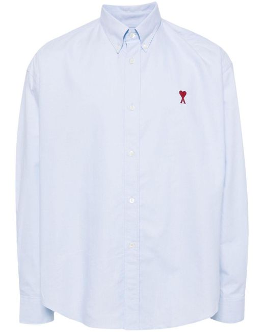 AMI Blue Ami De Coeur-embroidered Shirt for men