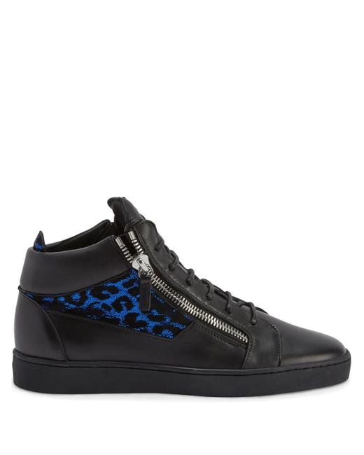 Giuseppe Zanotti Blue Kriss Leather Mid-Top Sneakers for men