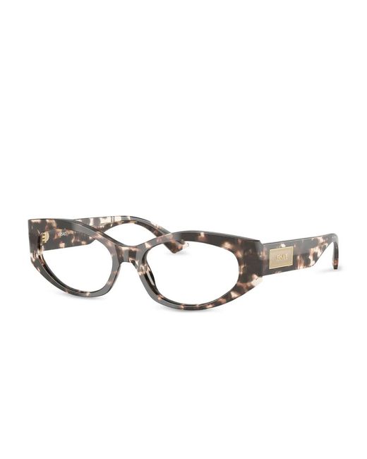 Versace Gray Tortoiseshell Rectangle-Frame Glasses