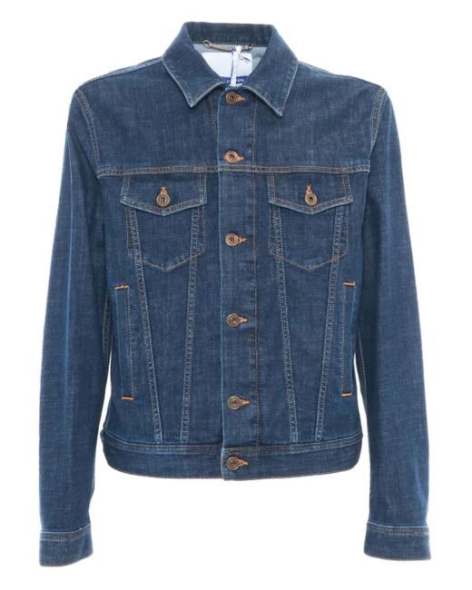 Jacob Cohen Blue Tailored Denim Trucker Jacket With Branded Patch for men