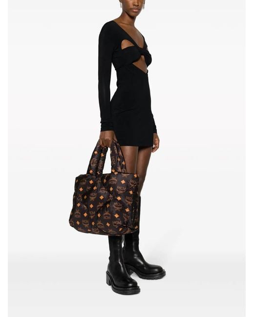 MCM Black München Monogram Tote Bag
