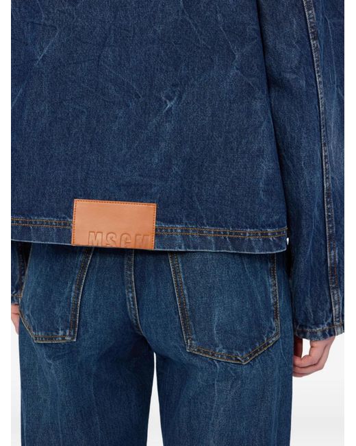 MSGM Blue Veste En Jean À Poches Plaquées
