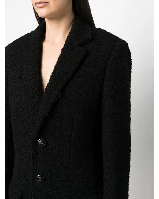 DSquared² Black Single-Breasted Bouclé Coat