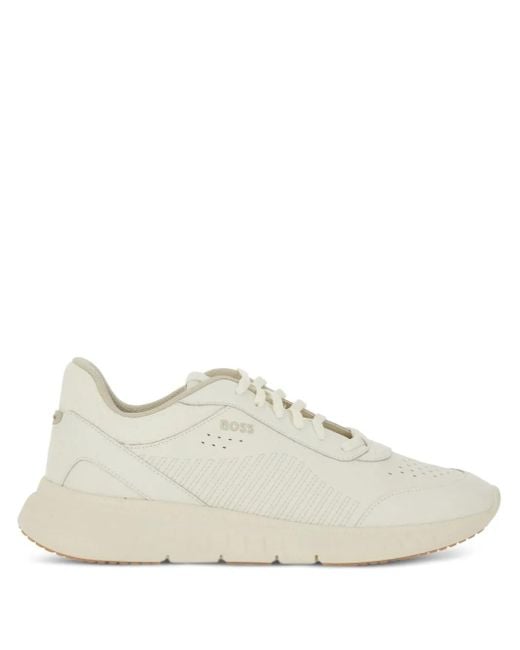 Boss White Perforated Sneakers for men