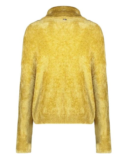 Herno Yellow Elegant Sweater With High Collar
