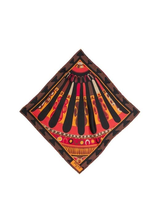 Emilio Pucci Red Soleil-Print Small Carrè Scarf