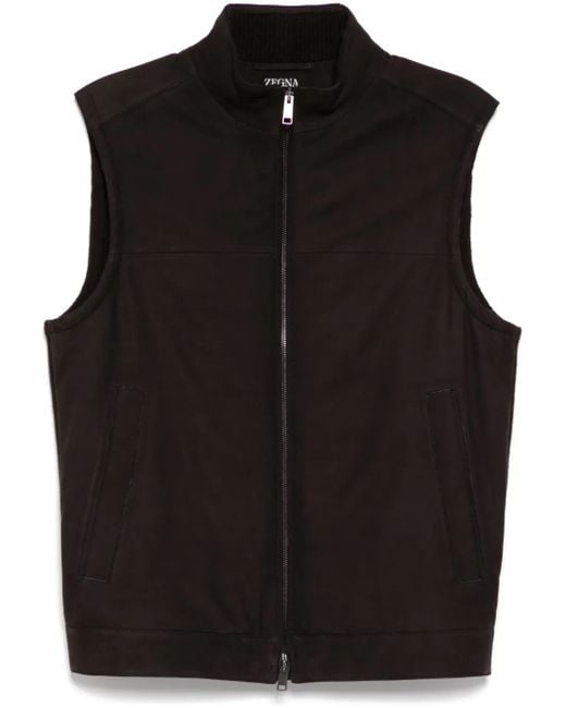 Zegna Black Suede Vest for men