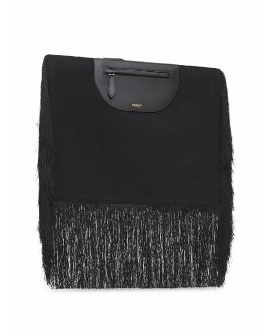 Burberry Black Olympia Fringe-Detail Clutch Bag