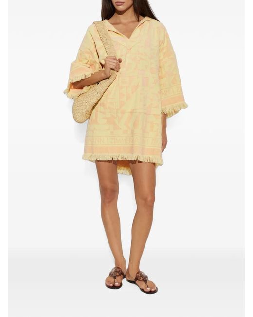 Zimmermann Natural Solstice Logo-Jacquard Beach Mini Dress
