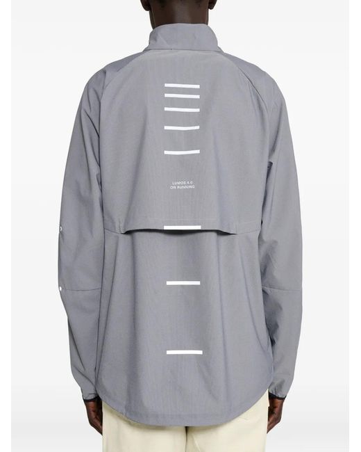 On Shoes Gray Reflective-Stripes Jacket for men