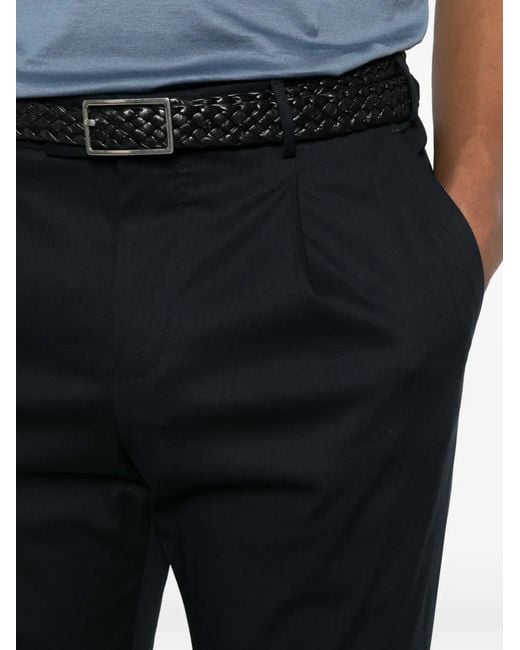 PT Torino Black Pleated-Front Tailored Trousers for men