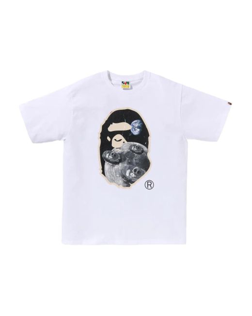 A Bathing Ape White Graphic T-Shirt for men