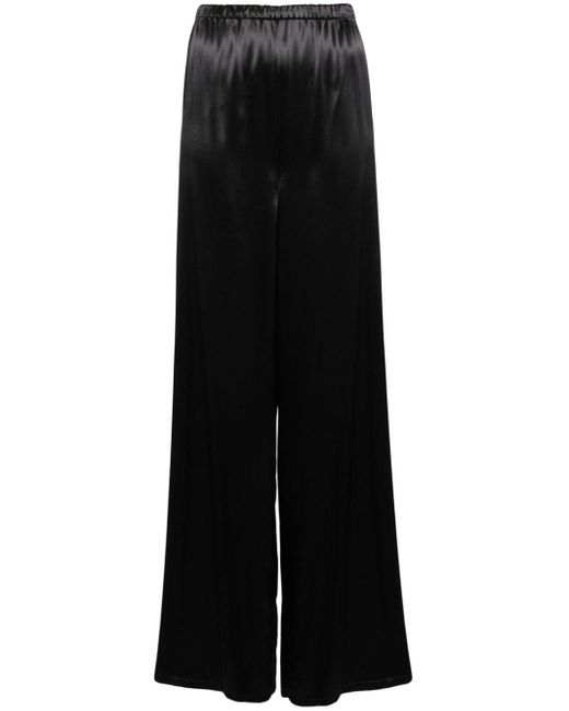 Pantalon en satin à coupe ample Ferragamo en coloris Black