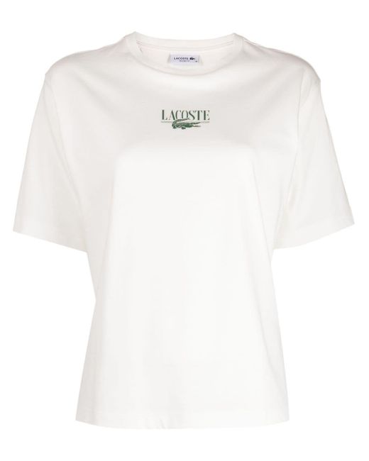 Lacoste Logo-print Short-sleeve Cotton T-shirt in White | Lyst