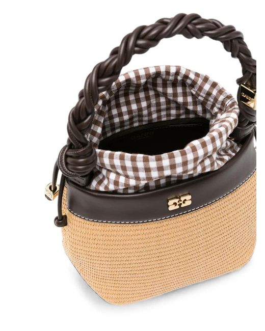 Ganni Natural Bou Braided-Strap Bucket Bag