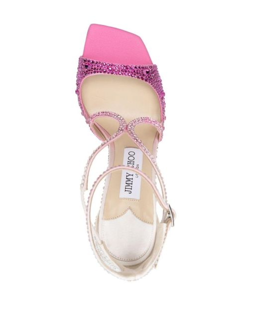 Jimmy Choo Pink Azia 95mm Crystal-embellished Sandals