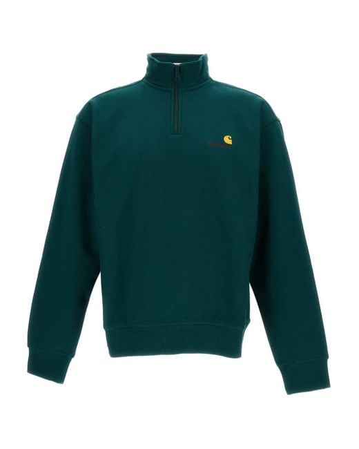 Carhartt Green Half-Zip Logo Sweatshirt for men
