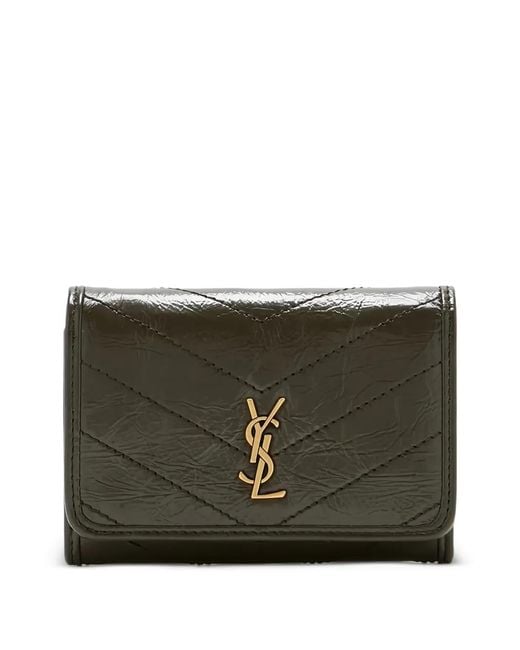Saint Laurent Gray Niki Slim Tri-Fold Quilted Wallet