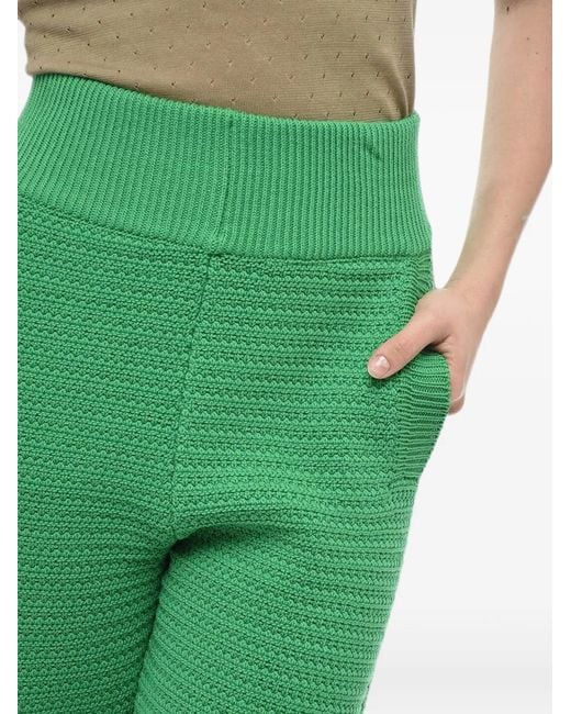 ART ESSAY Green High-Waisted Cotton-Knit Track Pants