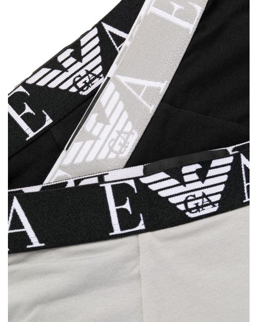 Emporio Armani Black Logo-waistband Cotton Briefs (pack Of Three) for men