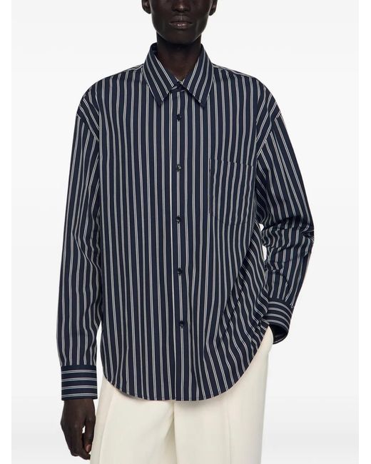 Sandro Blue Striped Cotton Shirt for men
