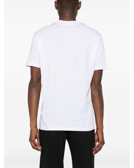 Karl Lagerfeld White Rubberised-logo Cotton T-shirt for men