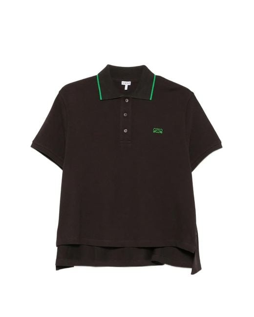 Loewe Black Logo-Embroidered Tipped Polo Shirt