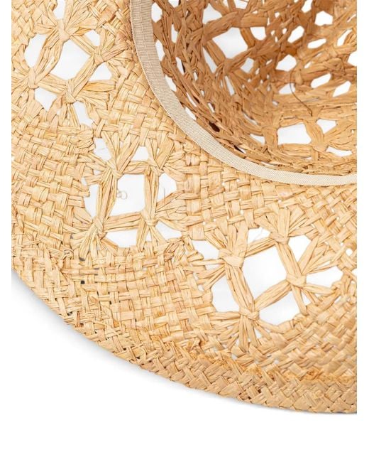 Patrizia Pepe Natural Woven Open-Knit Hat