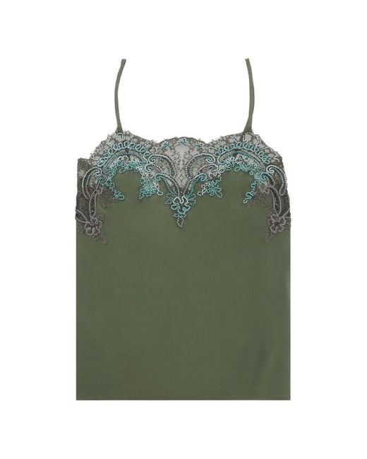 Fortela Green Brianne Lace-Trimmed Sleeveless Blouse