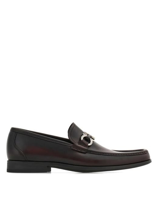 Ferragamo Black Gancini-Plaque Loafers for men