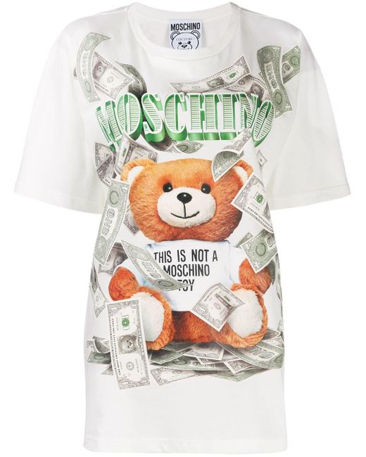 Moschino White Teddy Dollar Print T-shirt