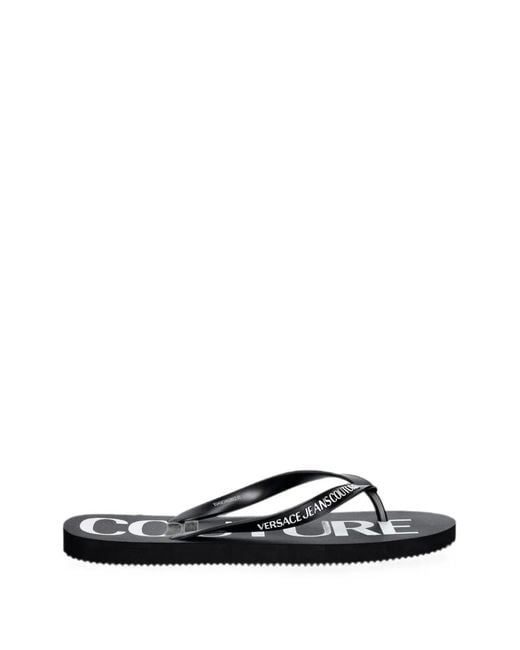 Versace Jeans Couture White Logo-Print Flip-Flops for men