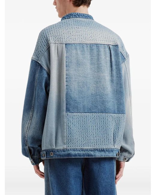FIVE CM Blue Veste En Coton À Design Patchwork for men