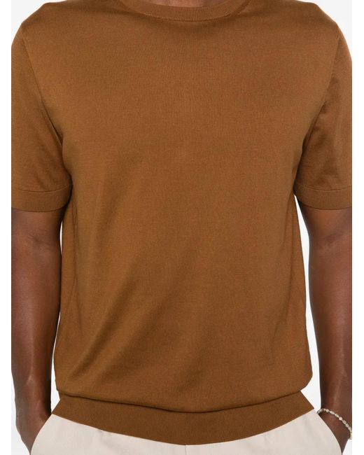 Zegna Brown Crew-Neck T-Shirt for men