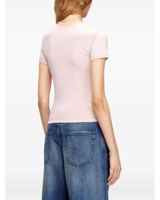 DIESEL Pink Logo Crew Neck T-Shirt