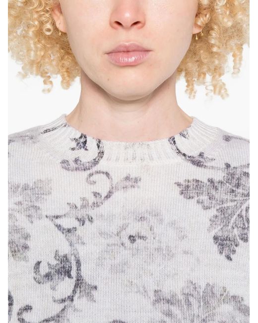 Pull À Fleurs Herno en coloris White