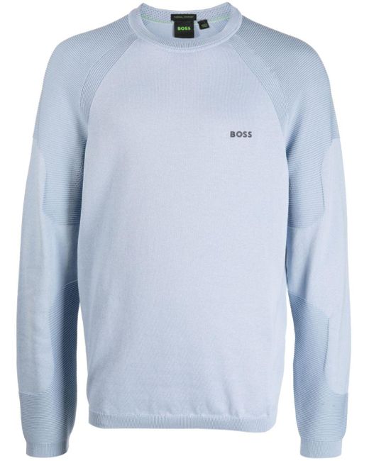 Boss Blue Perform-x Crew-neck Sweatshirt for men