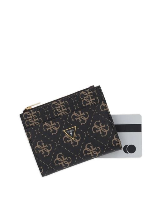 Guess Black Milano Logo-Pattern Card Holder for men