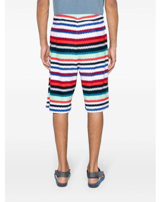 Missoni Red Zigzag-pattern Track Shorts for men