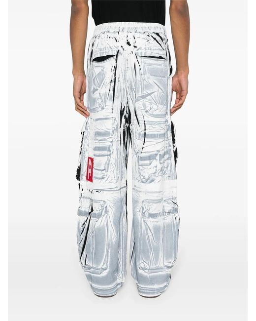 DIESEL White P-Garcia Painterly Effect Trousers for men
