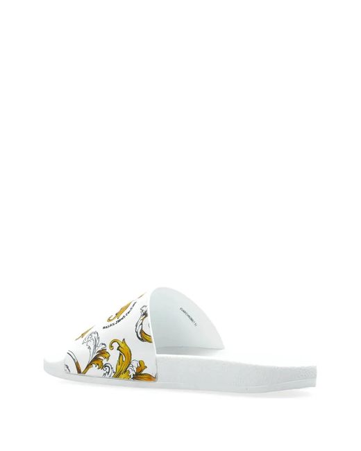 Versace Jeans Couture Green Barocco-Pattern Slides