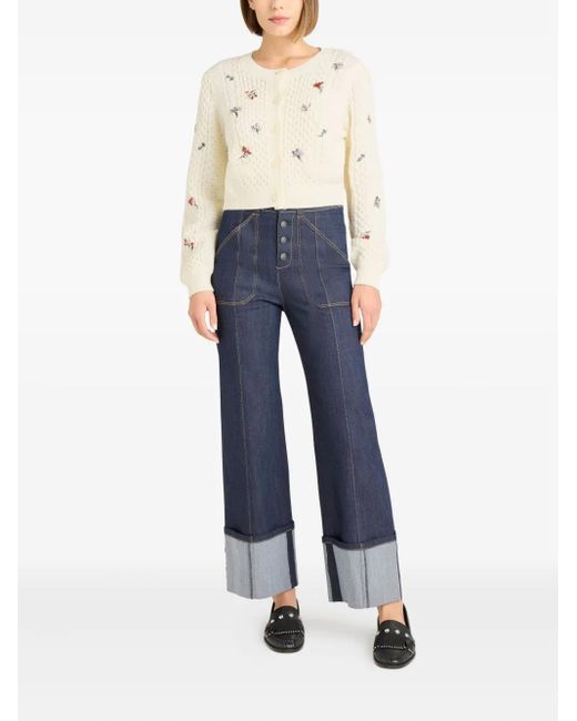 Cinq À Sept Natural Rasa Floral-Embroidered Cardigan