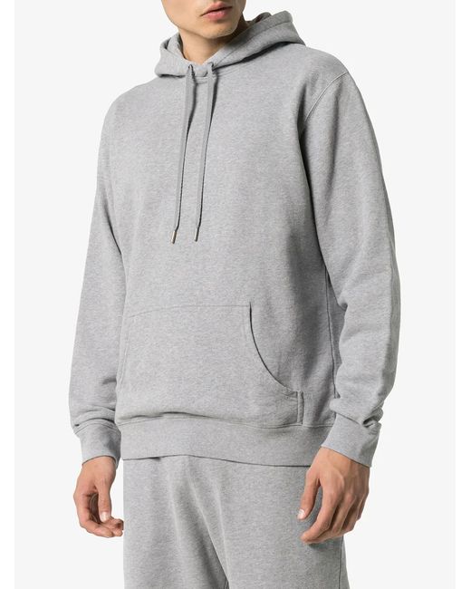 Sunspel Gray Overhead Loopback Hoodie for men