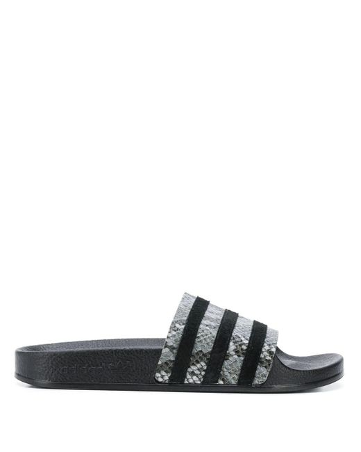 Adidas Adilette Slippers Met Slangenhuid-effect in het Black