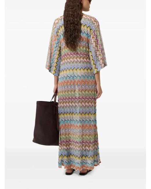 Missoni White Zigzag-Knit Lace-Up Beach Dress