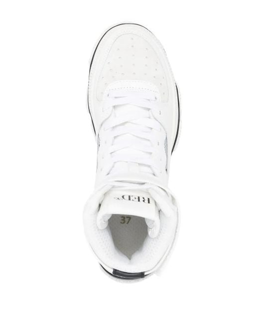 Red(v) White Logo-Print High-Top Sneakers