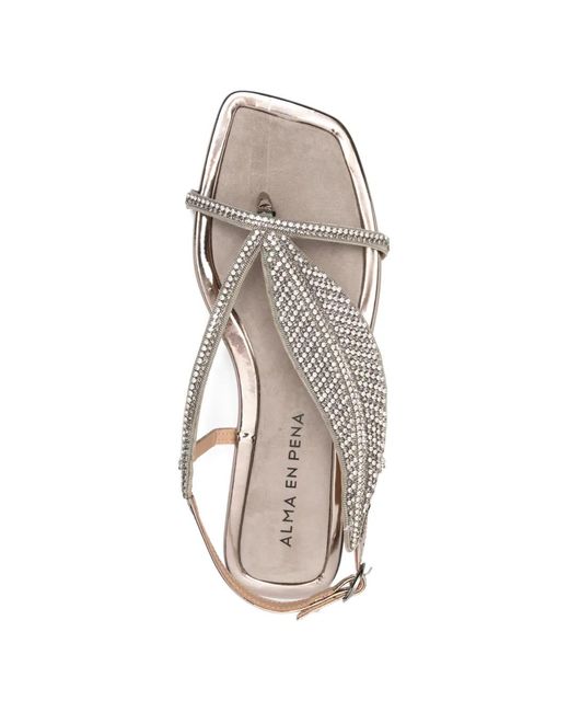 Alma En Pena. White Crystal-Embellished Sandals