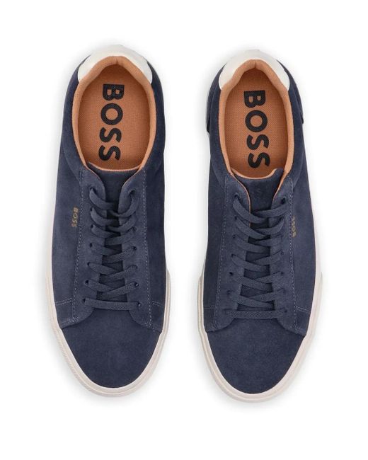 Boss Blue Leather Sneakers for men