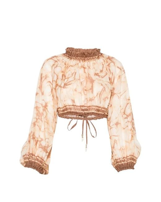 Zimmermann Pink Tie-Dye Cropped Blouse