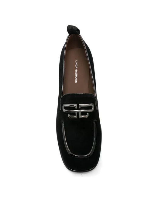 Linda Baumann Black Appliqué Loafers